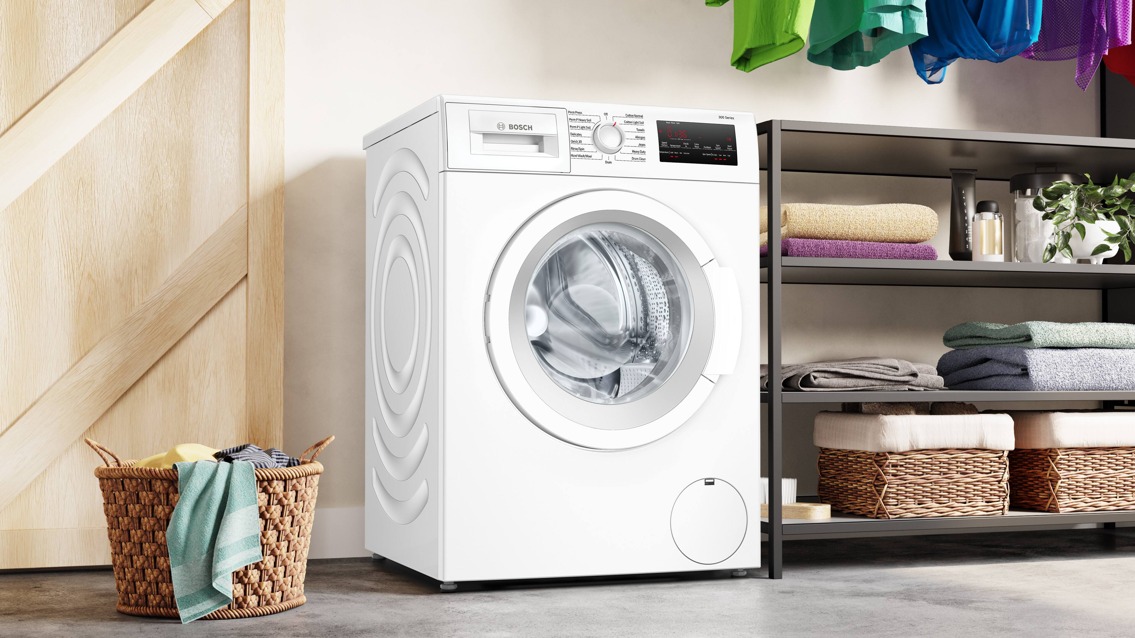 The front load washer is made by Bosch.