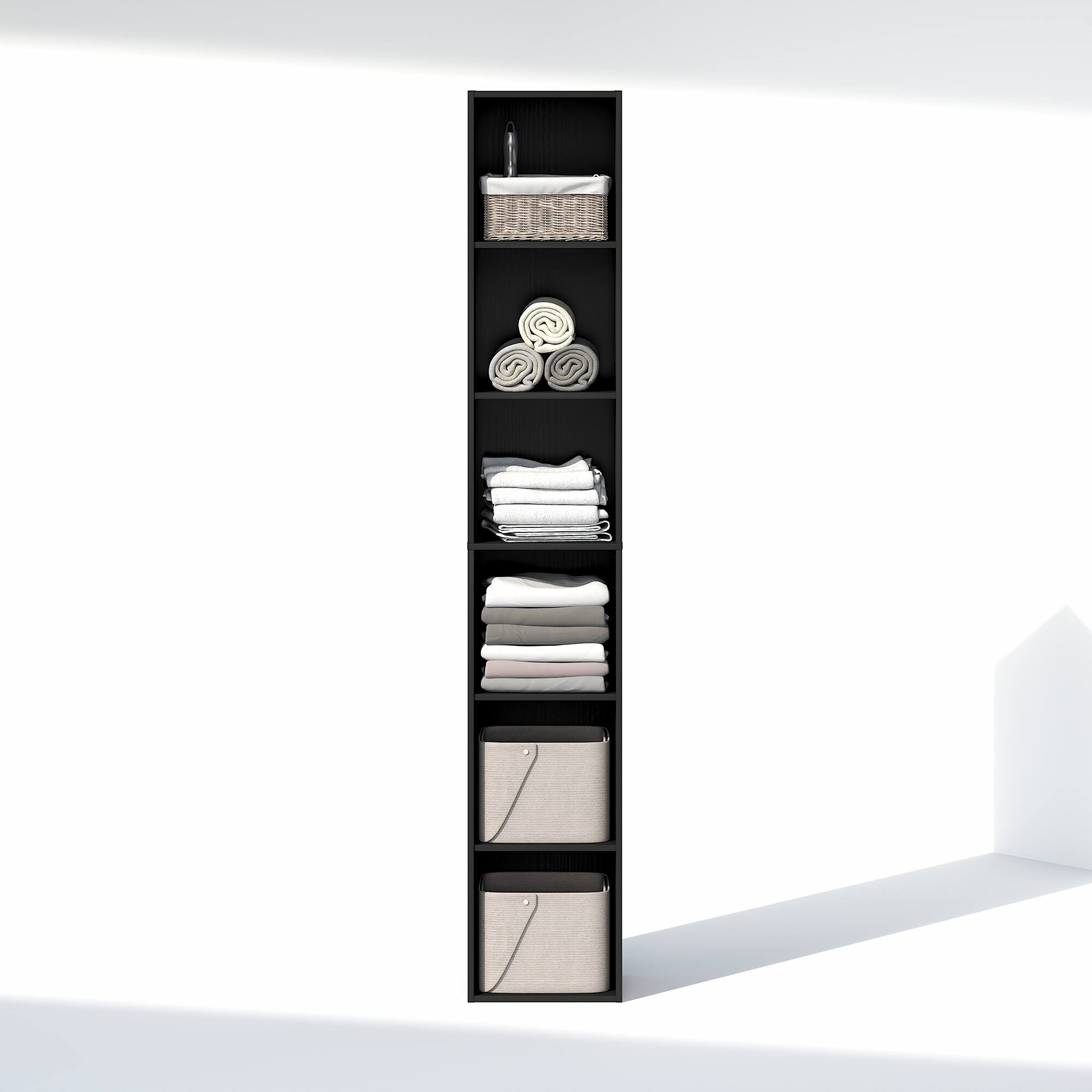Alt View 2. Furinno - CUBICLE 6-Tier Closet Organizers and Storage, Closet Organizer, Closet Storage, for Wardrobe, Bedroom, Living Room - Blackwood.
