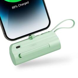 Luckbyte - 4500mAh Mini Capsule Power Bank - Portable Plug-and-Play Emergency Charger with Stand, Mint Green