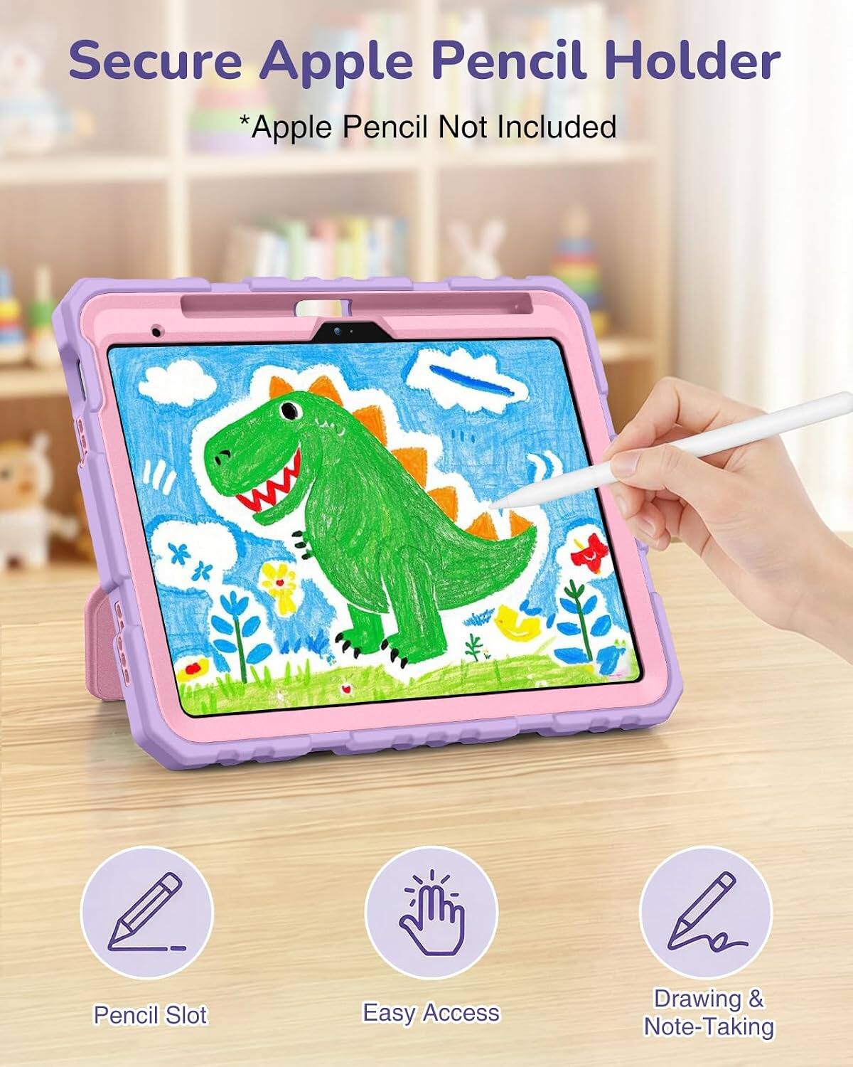 Secure Apple Pencil Holder  
*Apple Pencil Not Included  

Pencil Slot  
Easy Access  
Drawing & Note-Taking