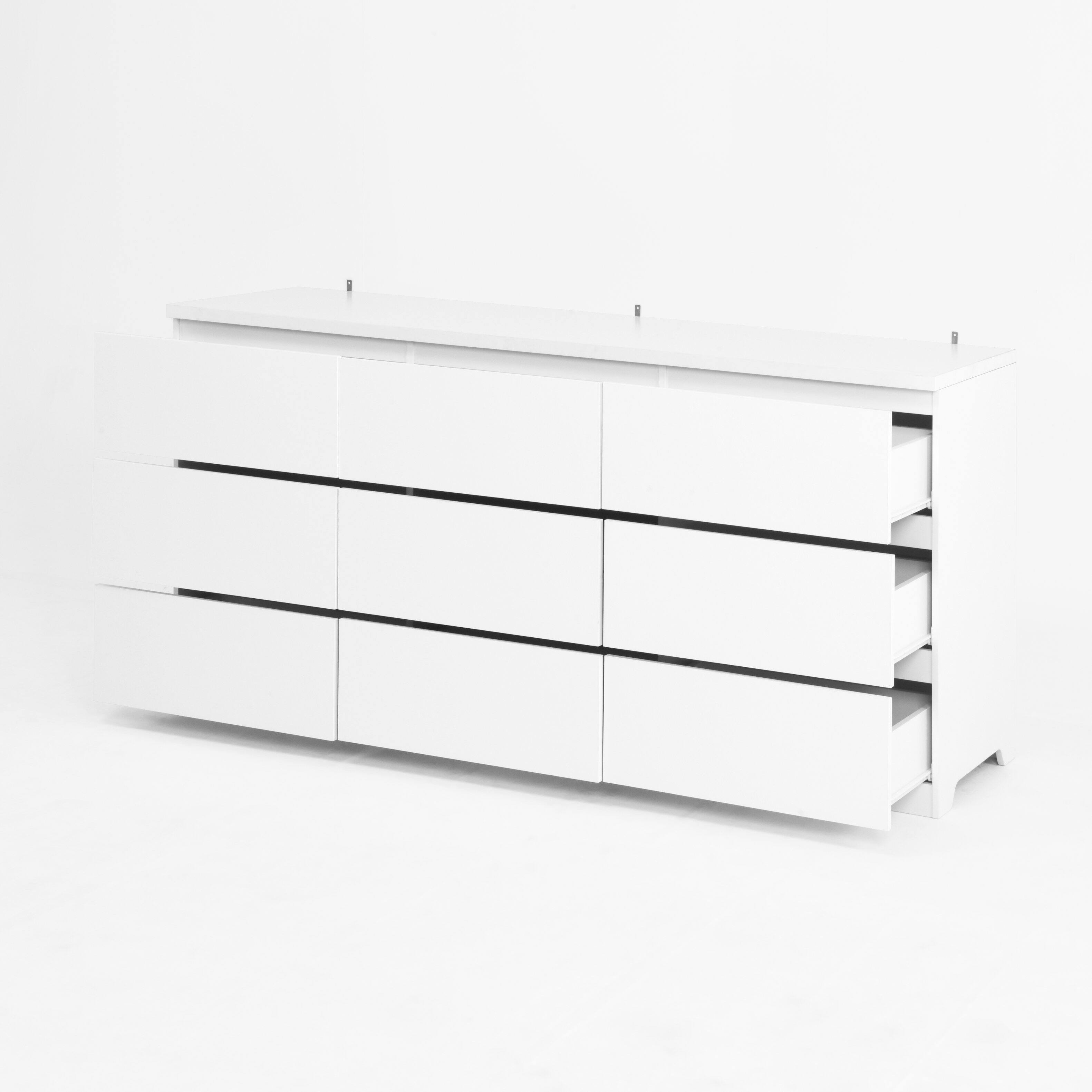 Left. Forest'nSky - White 9 drawer 63 in. Wide Chest of Drawers - White.