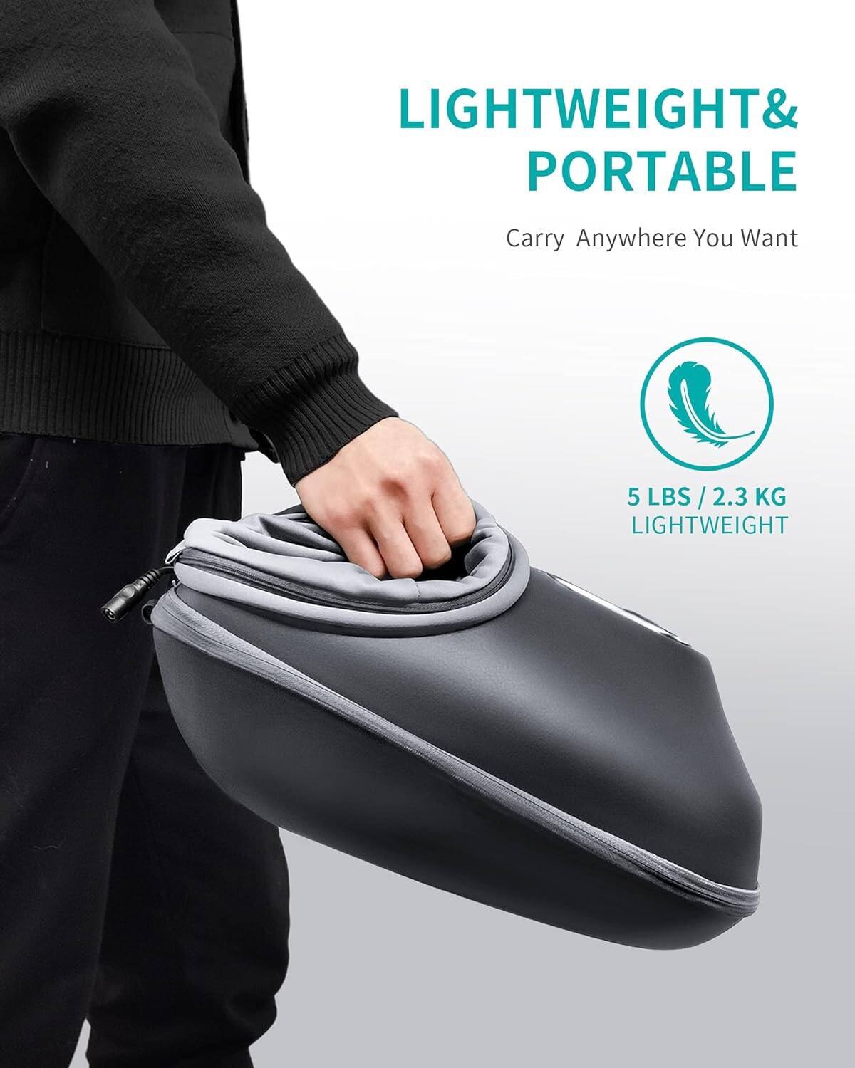 LIGHTWEIGHT & PORTABLE  
Carry Anywhere You Want  
5 LBS / 2.3 KG LIGHTWEIGHT