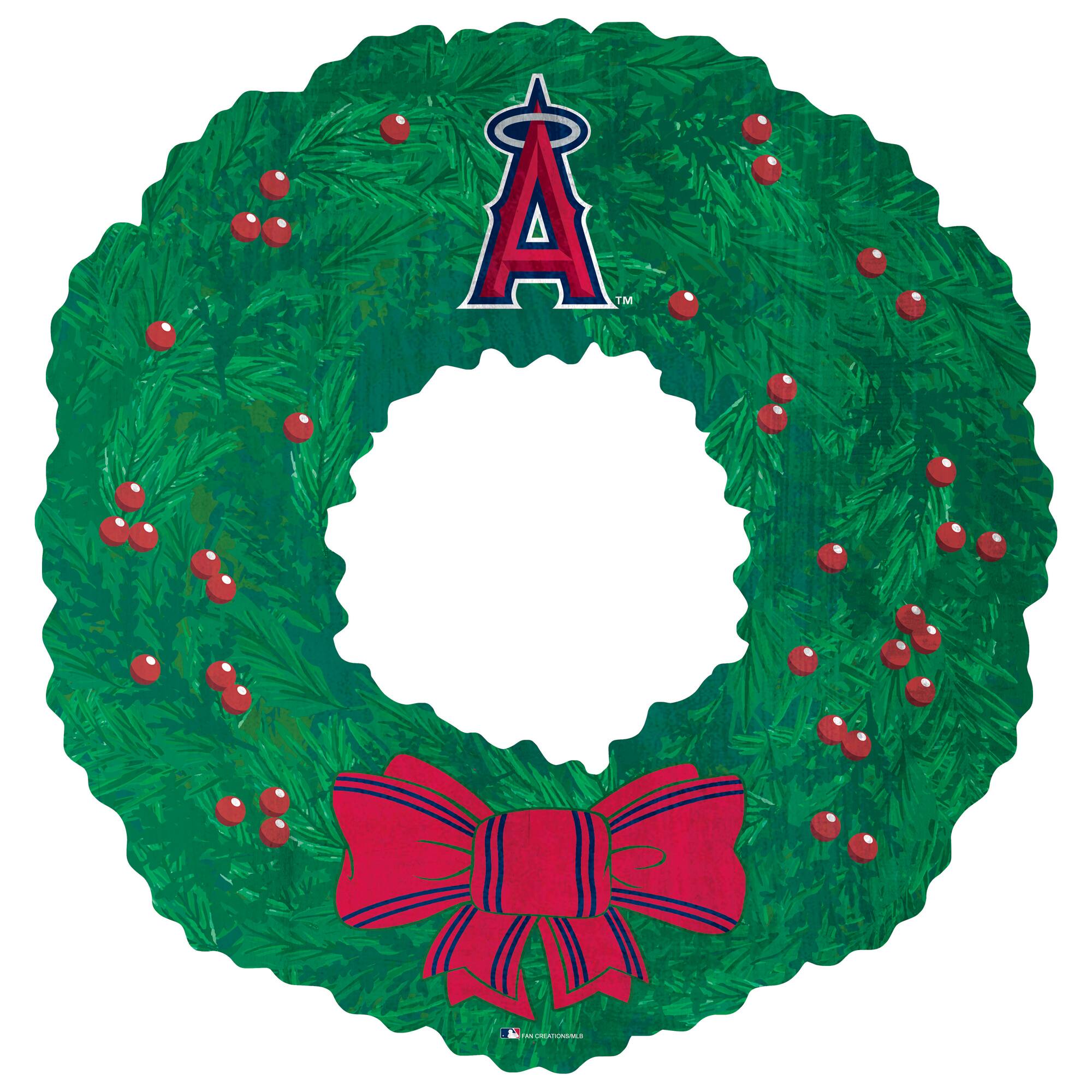 Front. Fan Creations - Los Angeles Angels 16'' Team Wreath Sign - Green.