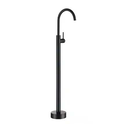 Front. Boyel Living - Freestanding Floor Mount Single Handle Bath Tub Filler Faucet with Water Supply Lines in Matte Black - Matte Black.