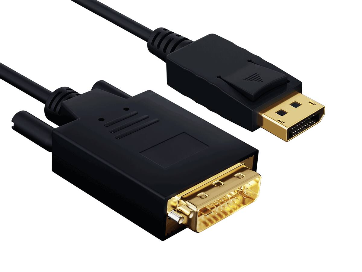 Front. Cable Leader - DisplayPort to DVI-D Cable, 1080p Full HD Male to Male for PC, Laptop to DVI Monitor or Display - Black.