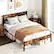 Alt View 4. Costway - Queen Bed Frame with Tall Industrial Headboard Heavy-Duty Metal Slats Support - Brown.