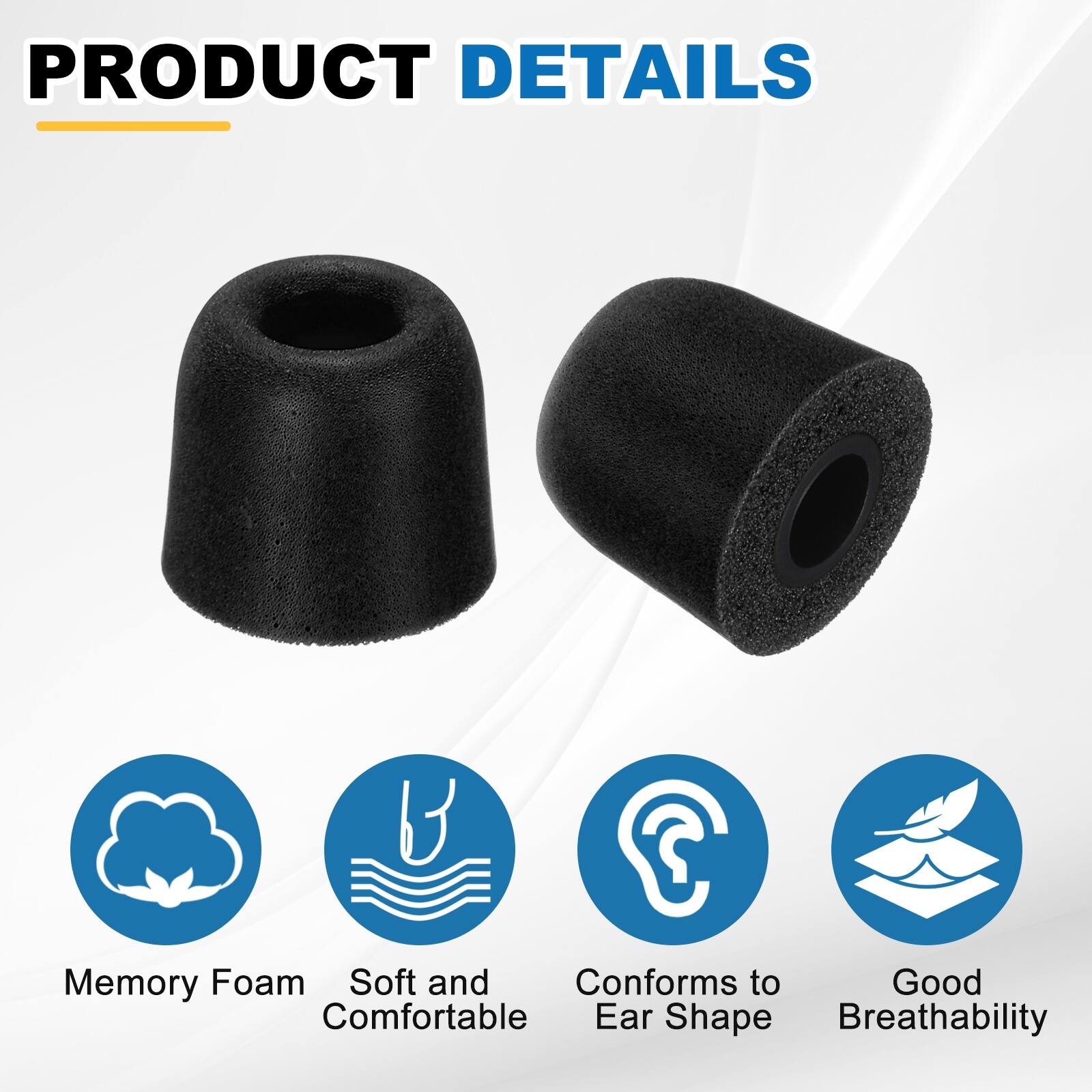 PRODUCT DETAILS

- Memory Foam
- Soft and Comfortable
- Conforms to Ear Shape
- Good Breathability