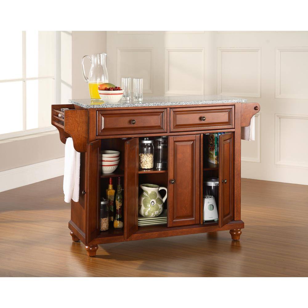 Back. Crosley Furniture - Cambridge Granite Top Full Size Kitchen Island/Cart - Cherry.
