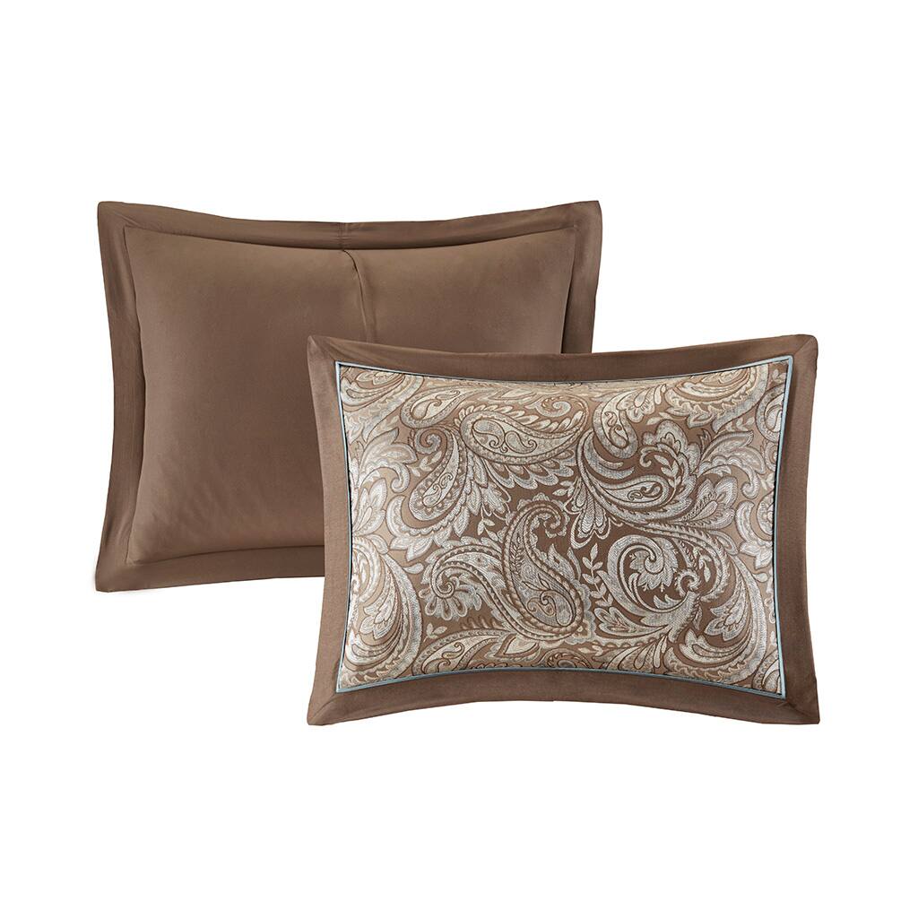 Alt View 3. Gracie Mills - Gracie Mills Thornton 6-Piece Paisley Jacquard Duvet Cover Set - Blue/Brown.