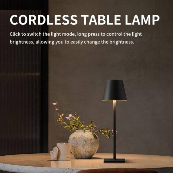 CORDLESS TABLE LAMP

Click to switch the light mode, long press to control the light brightness, allowing you to easily change the brightness.