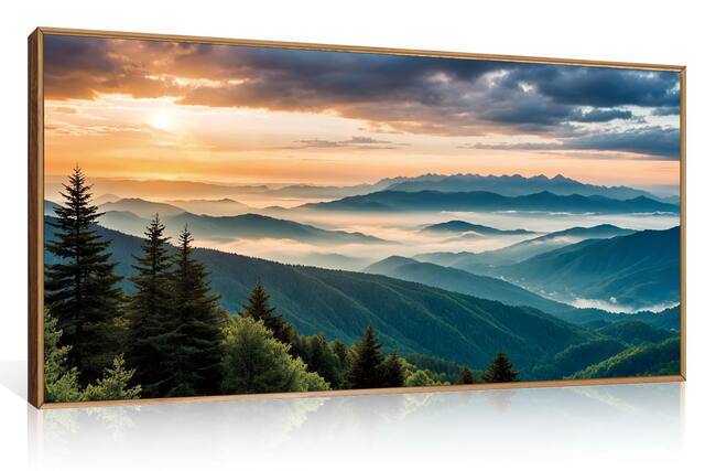 Front. Fabibe - 16"x24"x3 Vintage Floral Wall Art The decorative paintings feature a nature design - Boho Forest Mountain Wall Art 20''x40''x1.