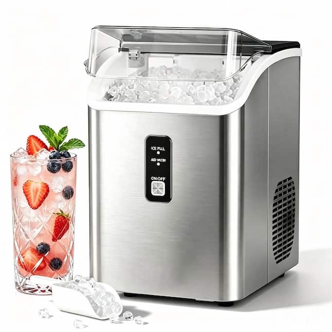 Electactic - Portable Countertop Nugget Ice Maker 35 lbs/24h Self-Cleaning(stainless - Steel