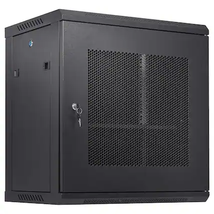 Front. VEVOR - 12U Wall Mount Server Cabinet, 15.5'' Depth, Network Rack Enclosure, Supports up to 200 lbs, Secure Locking System - Black.