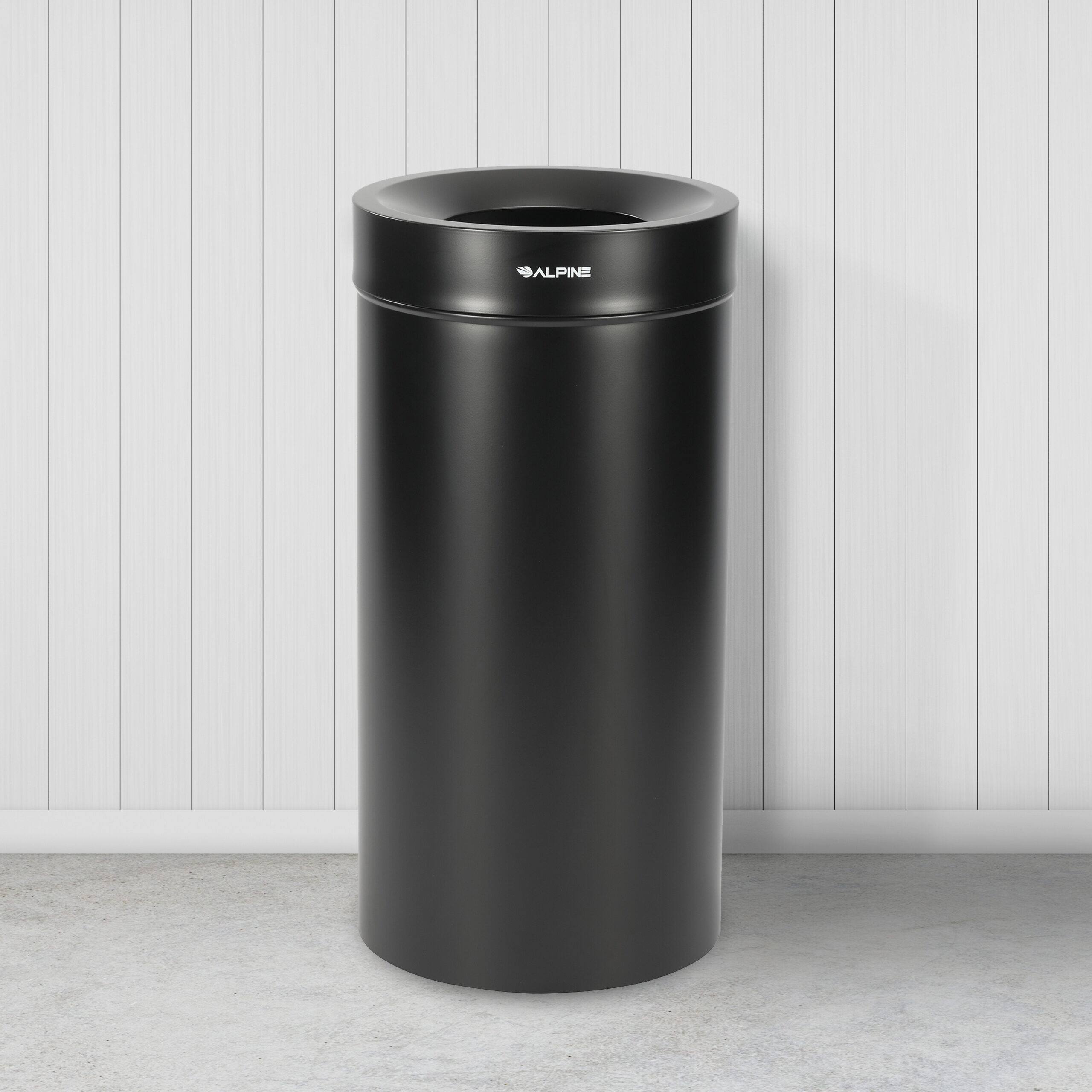Alt View 7. Alpine Industries - 27 Gallon Stainless Steel Commercial Indoor Trash Can - Black.