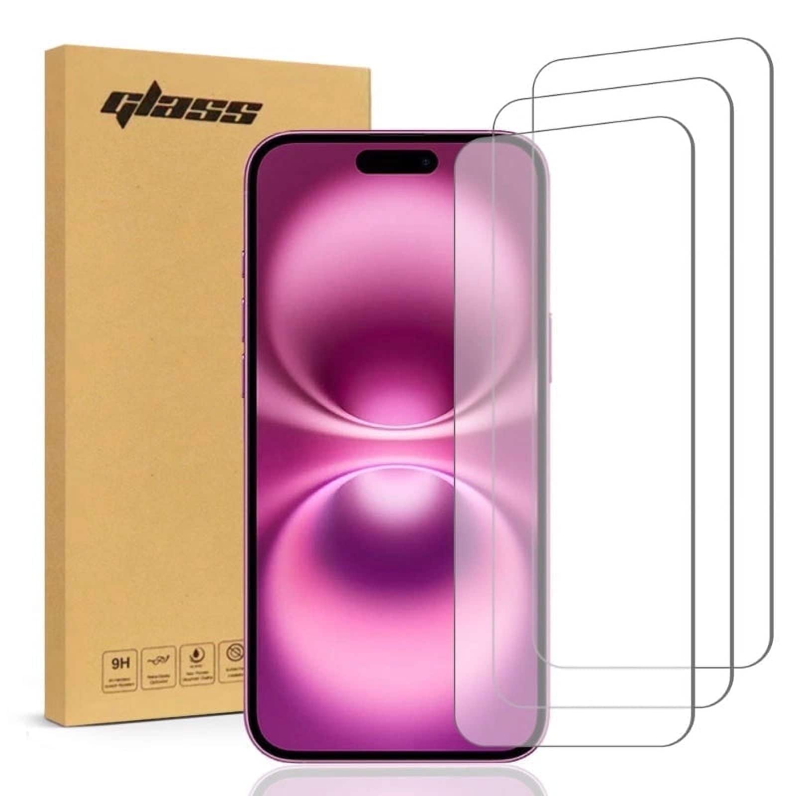 RomeTech - Apple iPhone 16 Plus Tempered Glass Screen Protector 6 Per Pack - Transparent