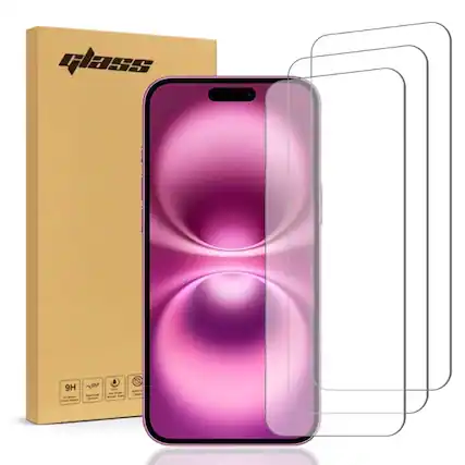 Front. RomeTech - Apple iPhone 16 Plus Tempered Glass Screen Protector 3 Per Pack - Transparent.