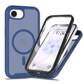 Dteck - for Apple iPhone 17e/16e Magnetic Matte Case with Built-in Screen Protector,Shockproof Full Body Protective Cover - Blue