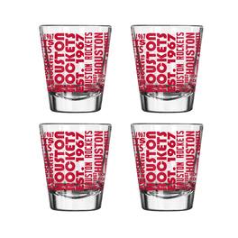Logo Brands - Houston Rockets 4-Pack 2oz. Shot Glass Set - Multicolor
