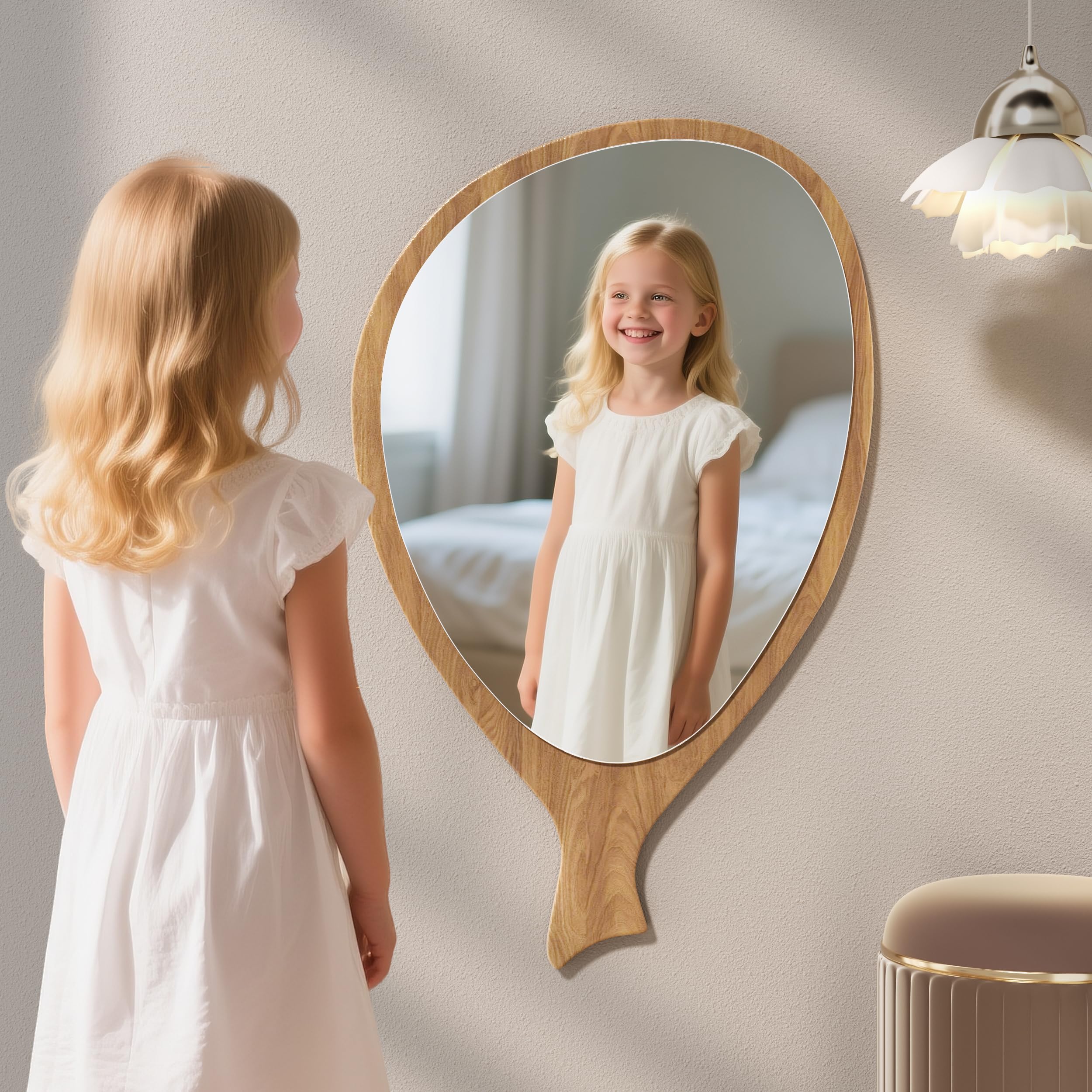 Alt View 2. Comfort Essence - Irregular Asymmetrical Wall Mirror For Living Room Bathroom Entryway Modern Decorative Hanging hook Style... - Black With Led-30"L x 18"W.