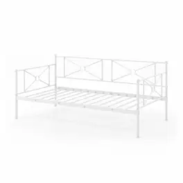 Pefilos - Metal Daybed Twin Bed Frame Stable Steel Slats Sofa Bed, Modern Bed Frame for Teens - White