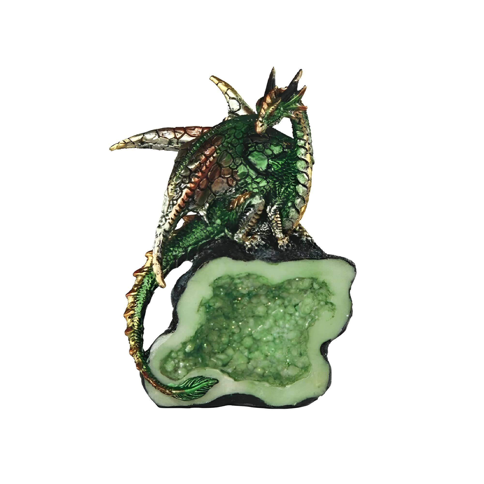 FC Design - 5.5"H Dragon on Faux Crystal Stone Figurine Statue Computer Desk Tabletop Medieval Gaming Home Decor Gift - Multi-Color