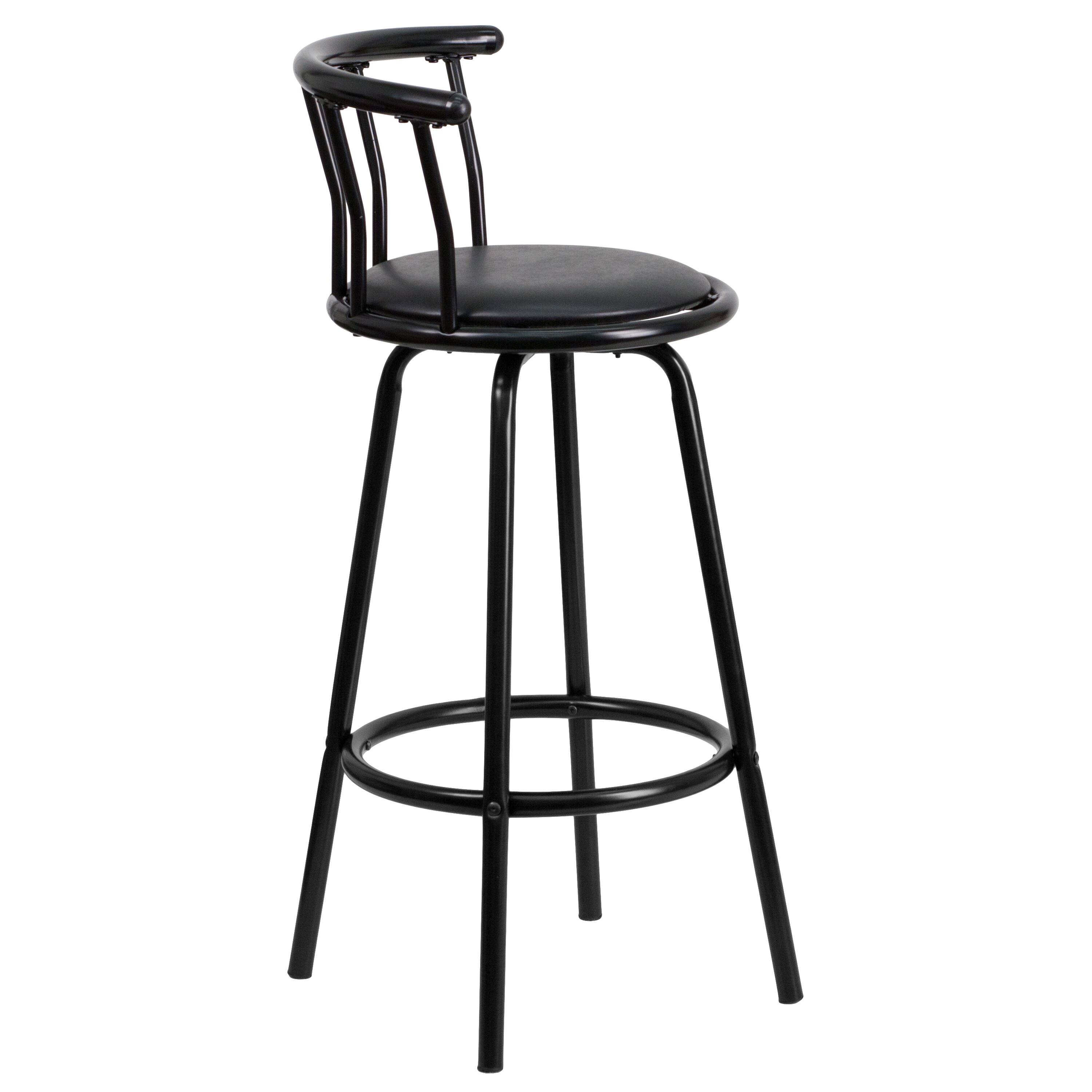 Alt View 7. Emma + Oliver - Crown Back Metal Barstool with Vinyl Swivel Seat - Black.
