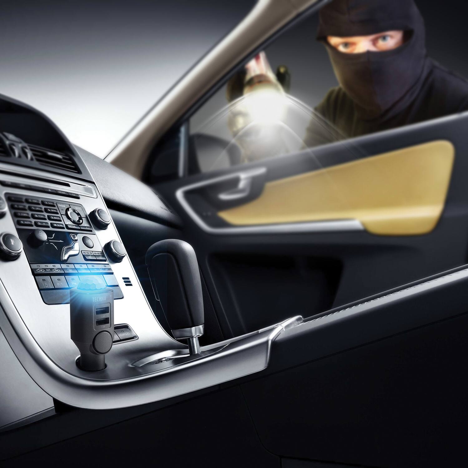 Alt View 5. TECHNAXX - Technaxx 4868 Tx-100 Rechargeable Universal Mobile And Auto Alarm With Remote - Black.