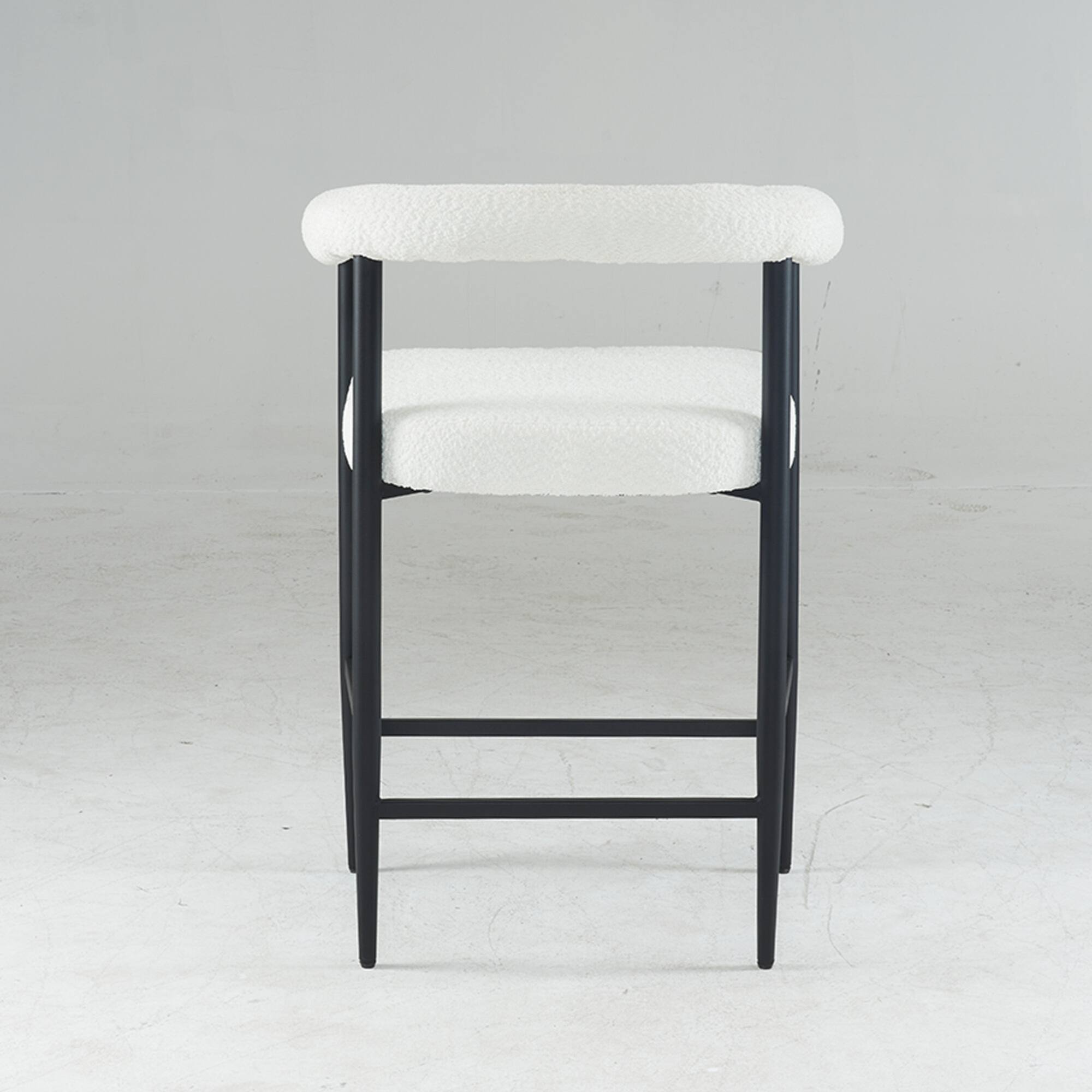 Alt View 4. GOODSILO - Modern Upholstered Counter Height Bar Stools Set of 2 with Metal Frame and Armrests for Kitchen Island Dining Room Cafe - White.