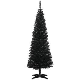 Homcom - Artificial Pencil Christmas Tree, Slim Xmas Tree with 294 Realistic Branch Tips and Plastic Stand - Black