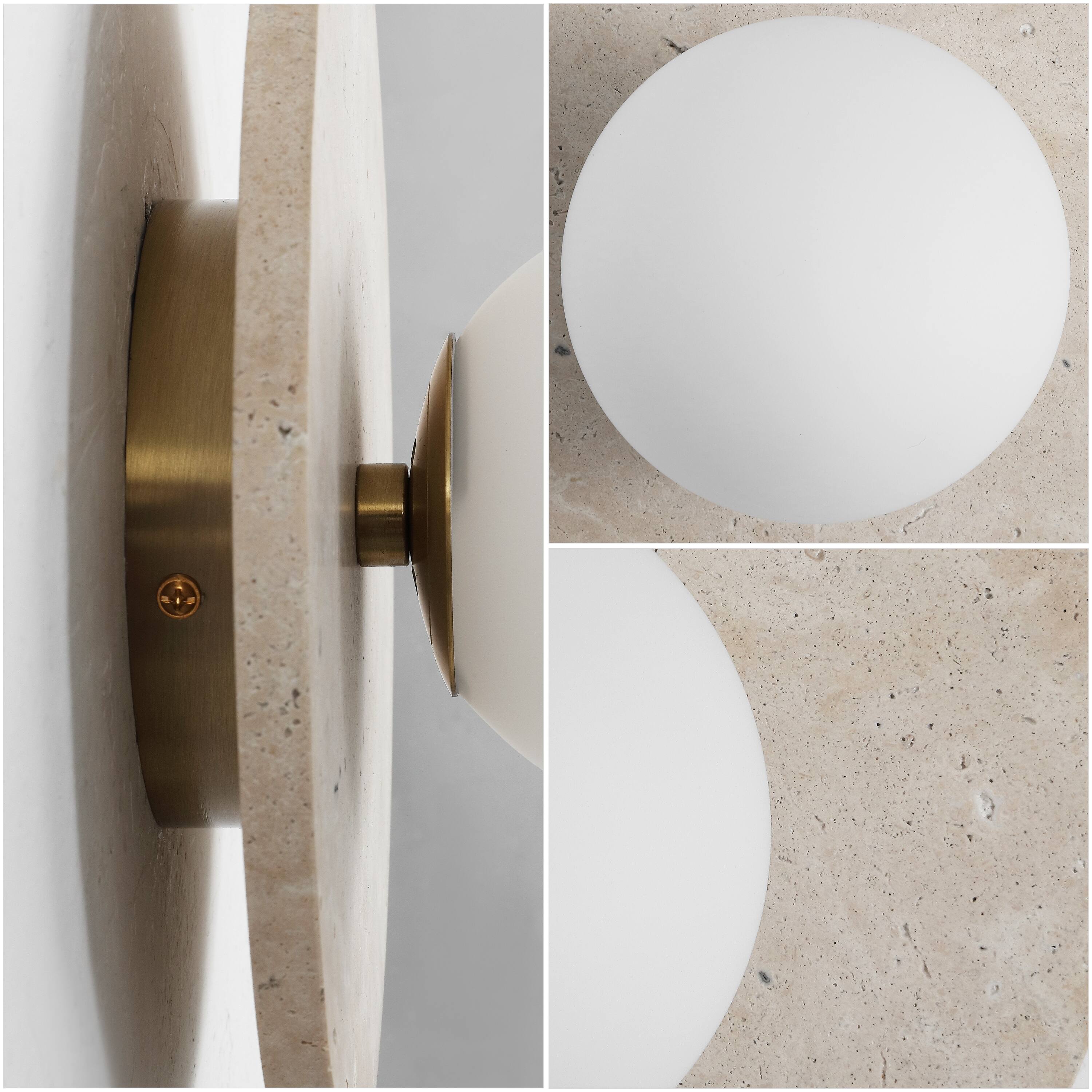 Alt View 6. Jonathan Y - Tivoli 9.75" Modern Minimalist 1-Light Ovoid Travertine LED Wall Sconce, Light Brown - Light Brown/Brass Gold.
