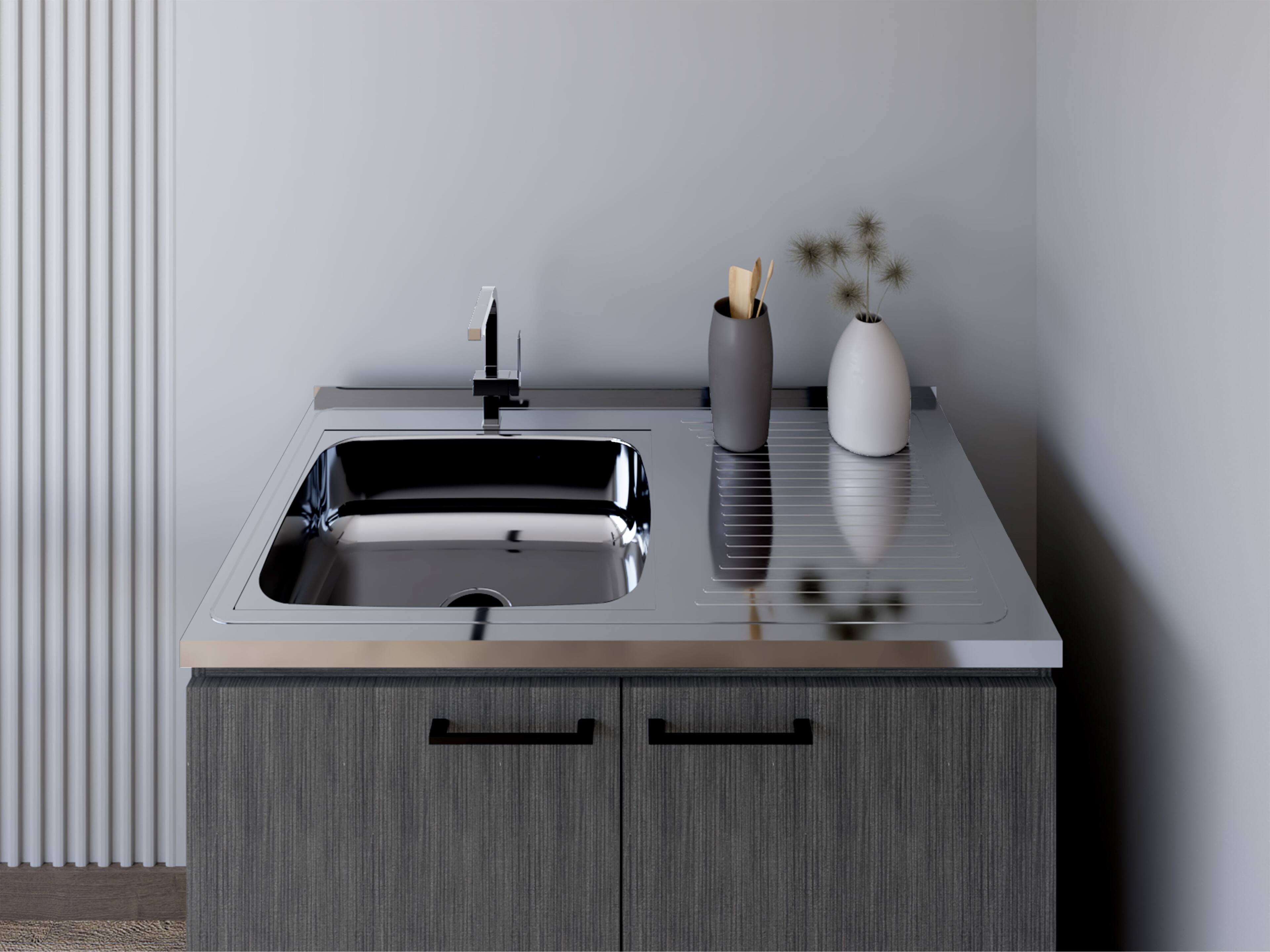 Alt View 7. Treevol Furniture - Utility Sink Cabinet,Sink Cabinet, Burwood, Smoky Oak - Gray.
