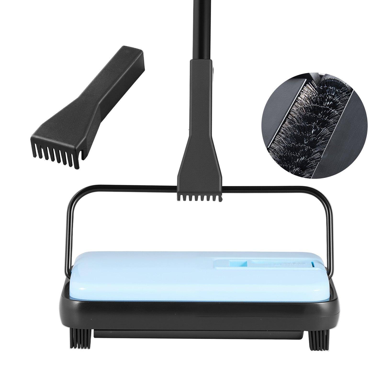 Front. Glintex - Manual Carpet Sweeper Floor Cleaner, 6.7in Width, 300ml Dustbin Easy to Empty, for Carpets, Rugs, and Hard Floors.