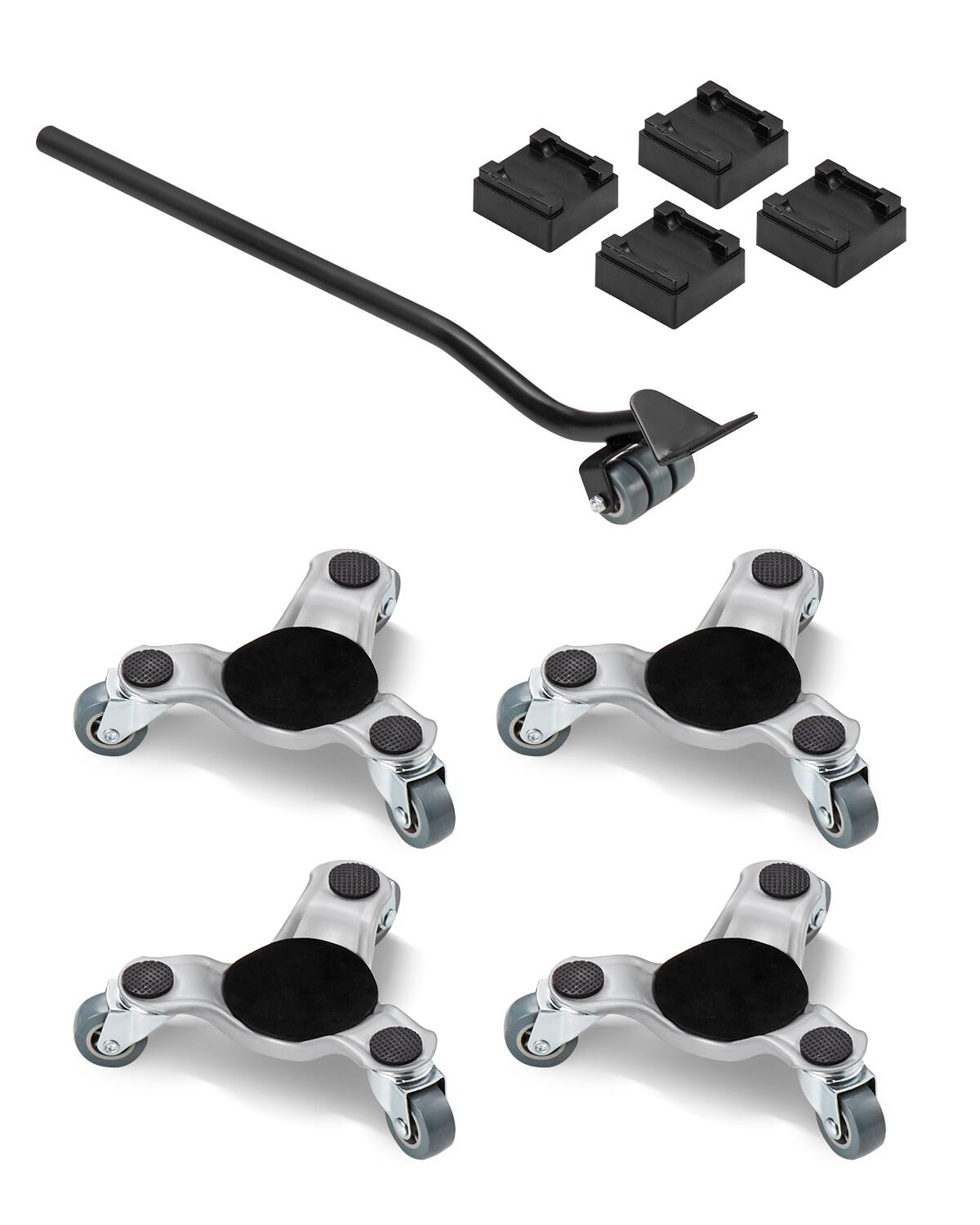 VEVOR - Furniture Dolly, 440 lbs Load Capacity, 3 Wheel Steel 6.3" Tri-dolly Heavy Duty Mover with Triangle Swivel Caster - Silver