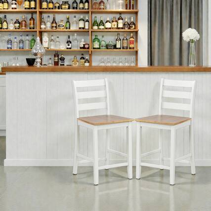 Front. Hivvago - Modern Counter Height Stools with Angled Backrest and Built-In Footrest - Set of 2 - Gray.