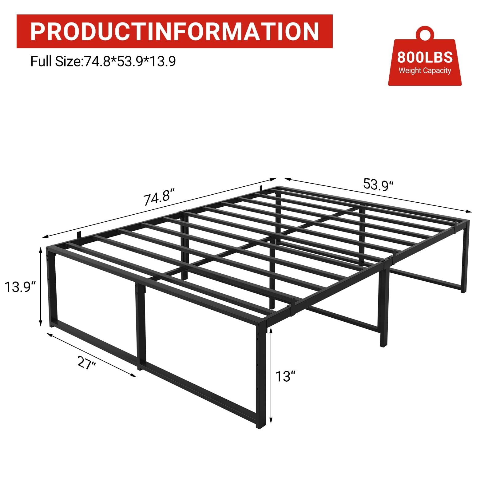 PRODUCT INFORMATION  
Full Size: 74.8" x 53.9" x 13.9"  
Weight Capacity: 800 LBS  

74.8"  
53.9"  
13.9"  
27"  
13"