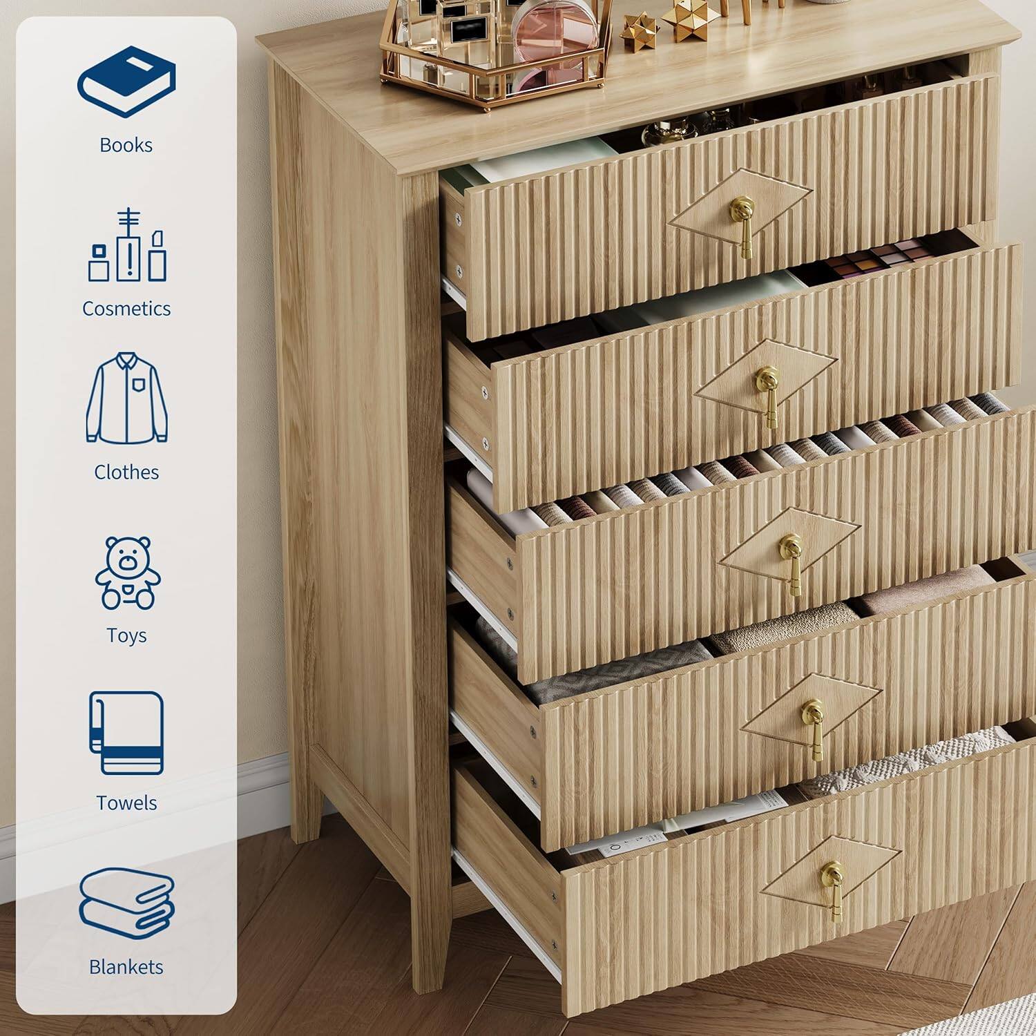 Books  
Cosmetics  
Clothes  
Toys  
Towels  
Blankets