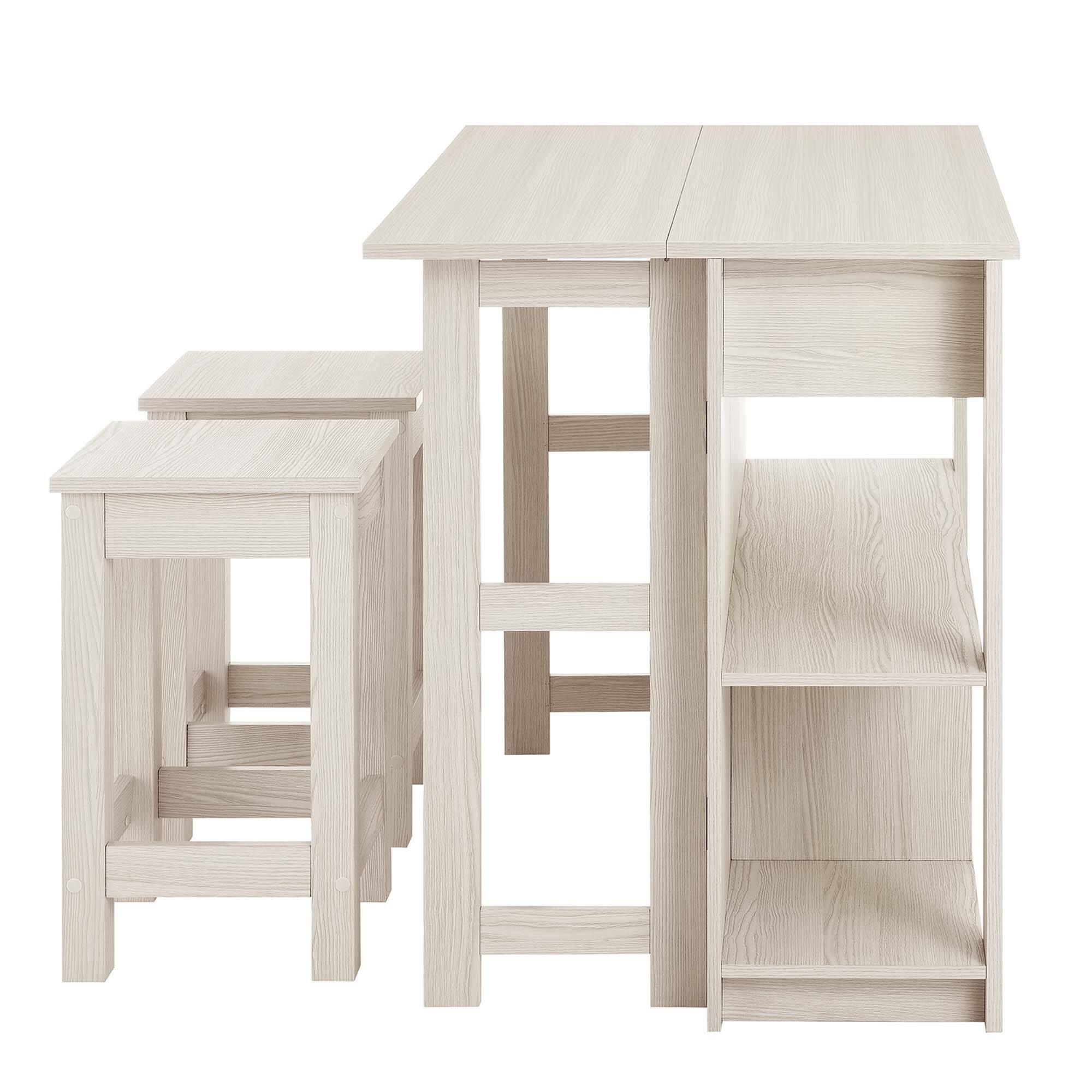 Alt View 5. Modway - Meadowbrook 3-Piece Kitchen Island and Stool Set by Modway - White Maple.