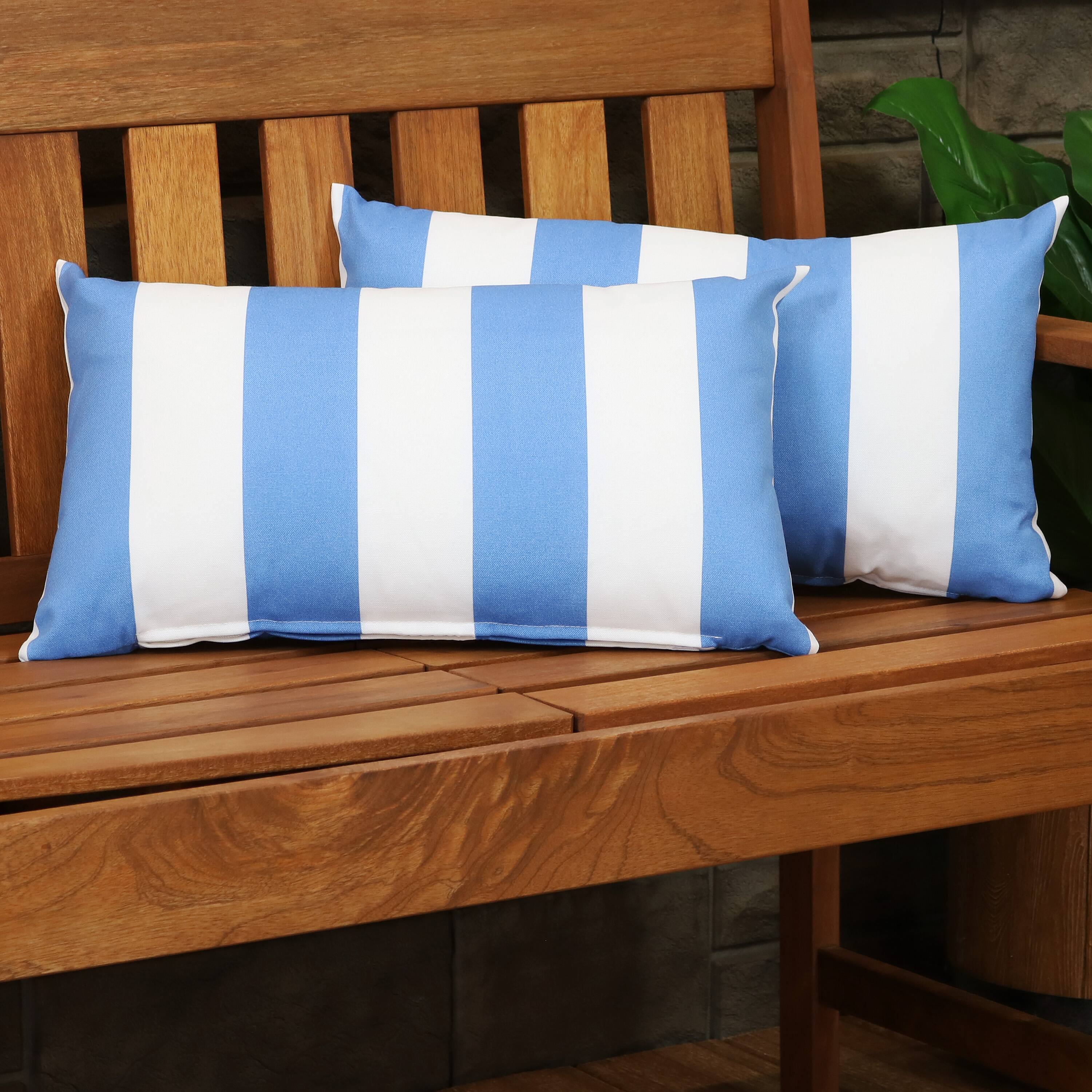 Alt View 3. Sunnydaze - Outdoor Lumbar Throw Pillow - Set of 2 - Beach-Bound Stripe.