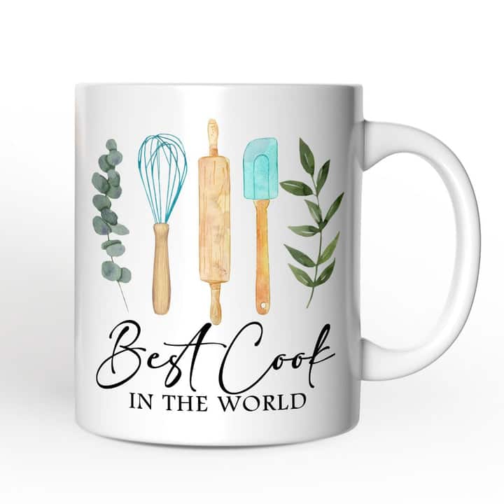 OrnamentallyYou - Best Cook Minimalist Mug, Chef Gift - White