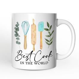 OrnamentallyYou - Best Cook Minimalist Mug, Chef Gift - White