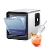 Front. VEVOR - Countertop Ice Maker, 33 lbs per Day, Self-Cleaning Portable Machine with Scoop, Drawer-Style Ice Access - Silver.