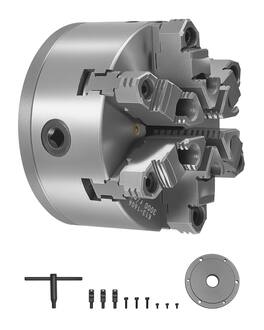 VEVOR - 6-Jaw Lathe Chuck, 6 Inch (160 mm), Self-Centering Chuck with D1-4 Cam Lock Backing Plate - Silver