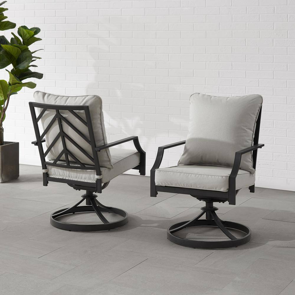 Alt View 6. Crosley Furniture - Otto 2Pc Swivel Outdoor Dining Chair Set - 2 Swivel Chairs - Gray.