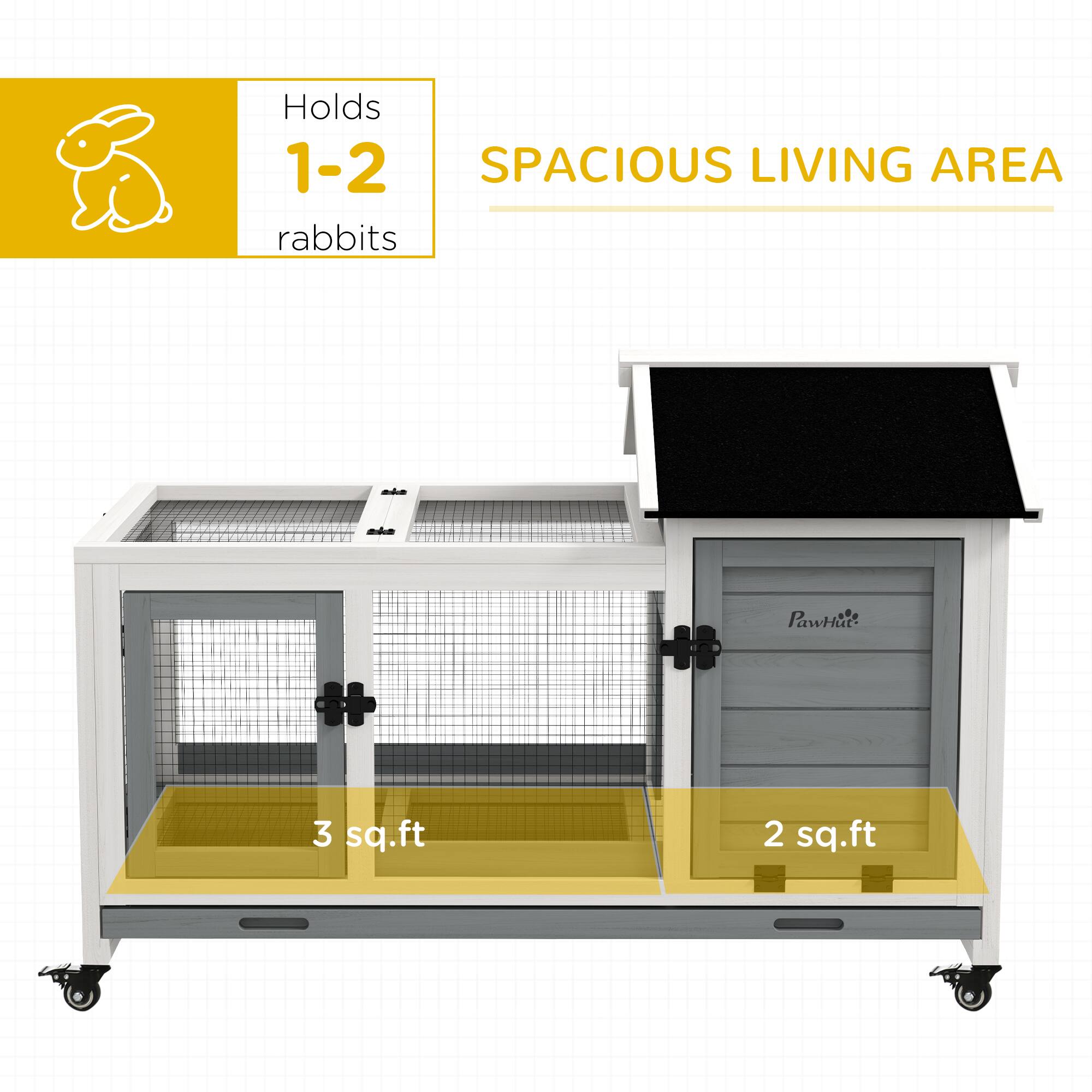 Holds 1-2 rabbits

SPACIOUS LIVING AREA

3 sq.ft

2 sq.ft