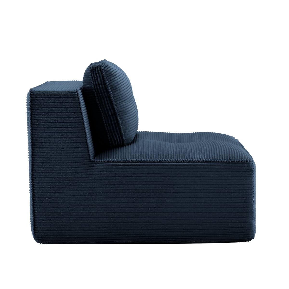 Back. Ropilly - Ropilly Blue Armless Corduroy Sofa, Modular Single Seat Sofa with Pillow and Deep Seat - Blue.