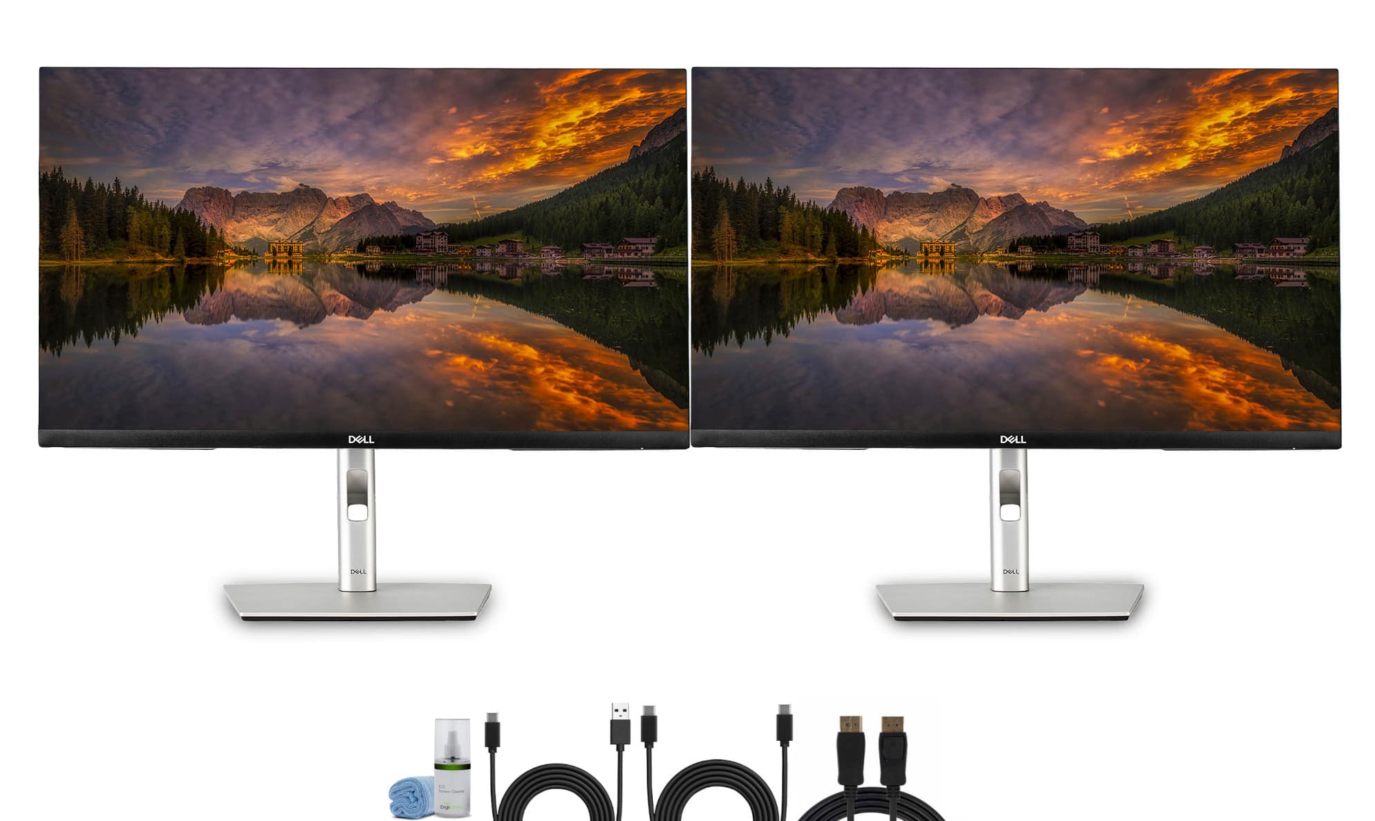 2 x Dell P2725QE 27" 4K UHD USB Type-C Hub Monitor (P2725QE) + Cleaning Kit