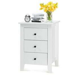 Costway - Nightstand End Beside Table Drawers Modern Storage Bedroom Furniture - White