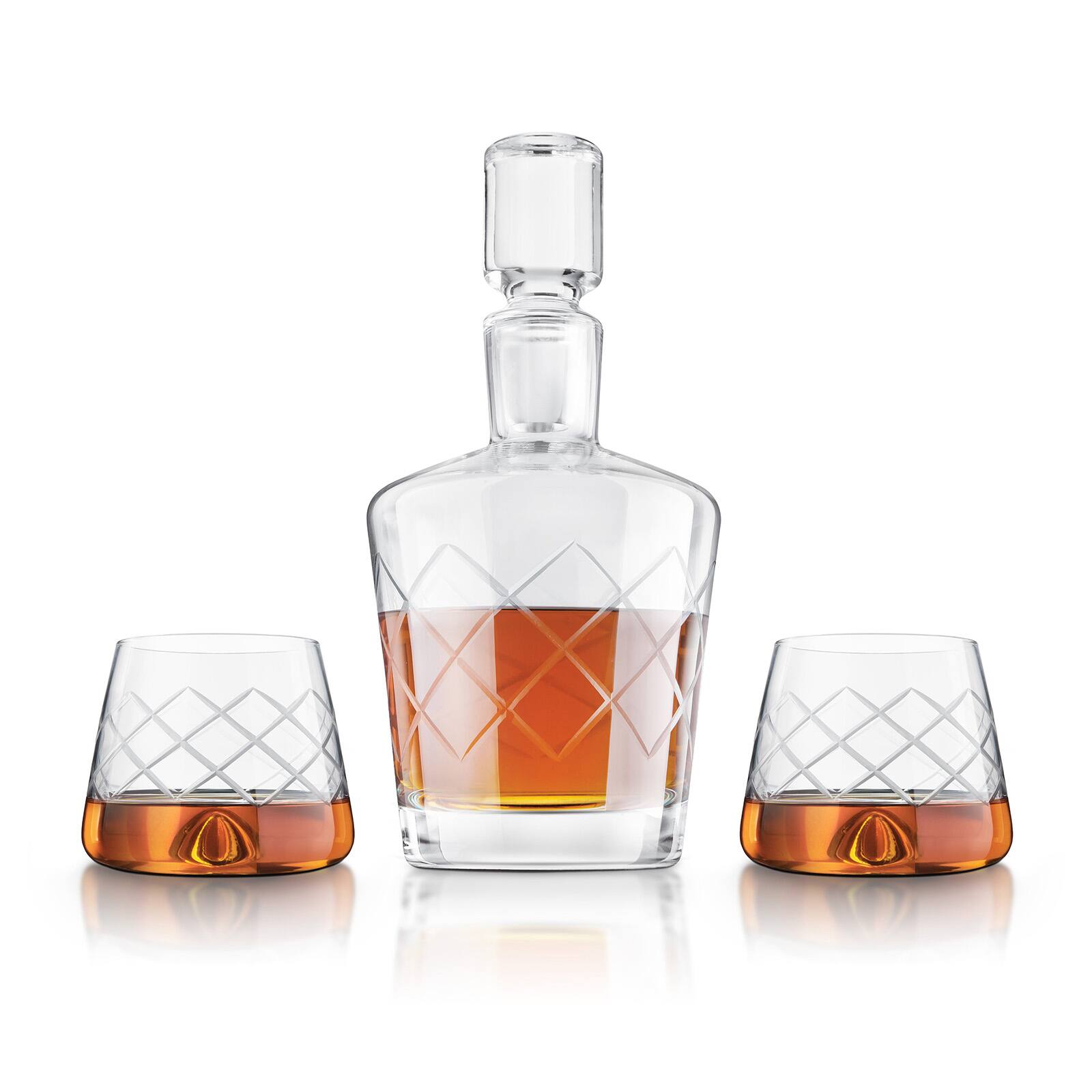 Front. Final Touch - 4 Piece Lead-Free Crystal Whiskey Decanter Set - Clear.