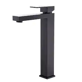 Single Hole Single Handle Tall Low Arc Waterfall Bathroom Faucet Matte Black with Supply Lines