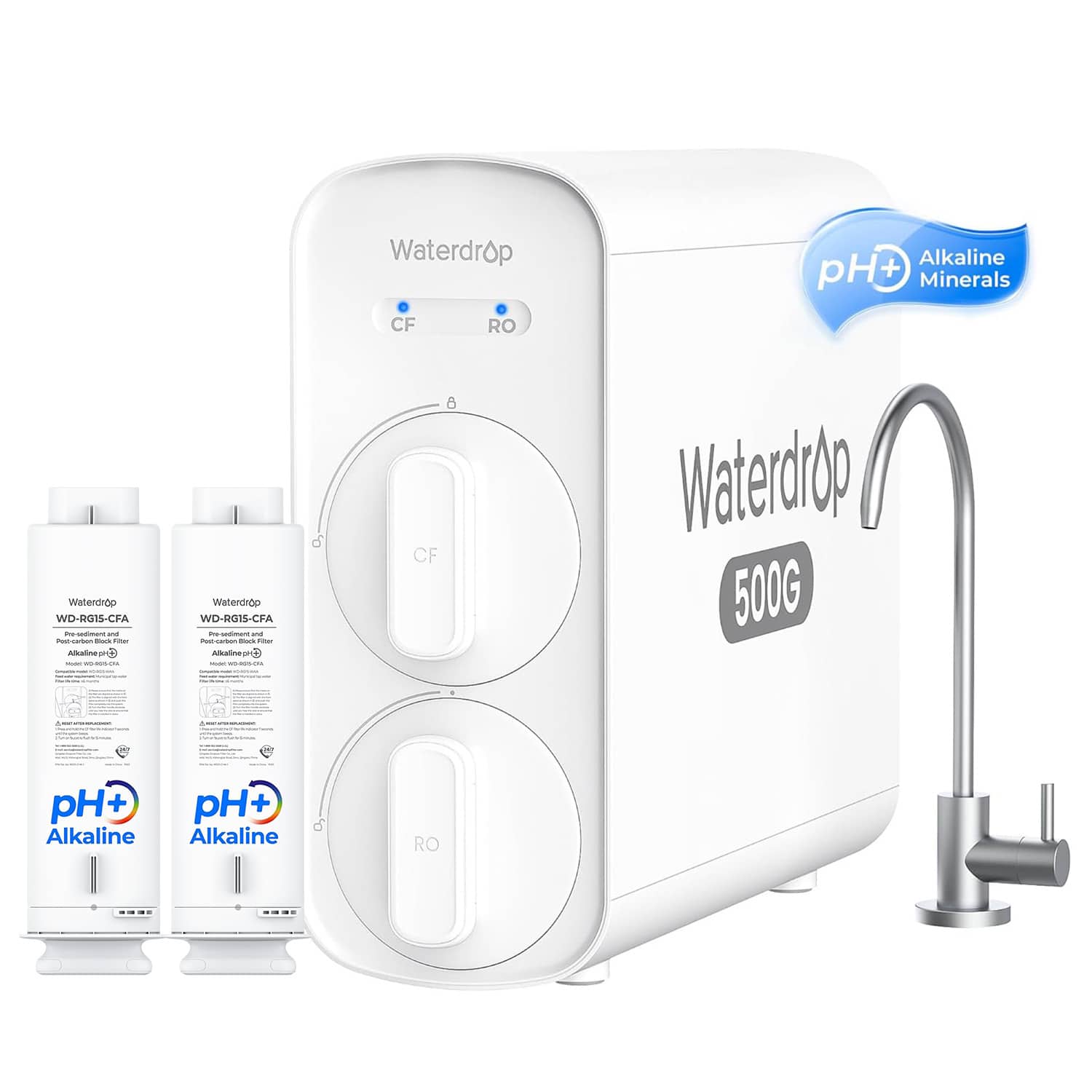 Waterdrop - G5P500A Alkaline Mineral pH+ Reverse Osmosis Water Filter, NSF/ANSI 372 Certified, 8 Stage Reverse Osmosis Sys - White price history on PriceWatchPro